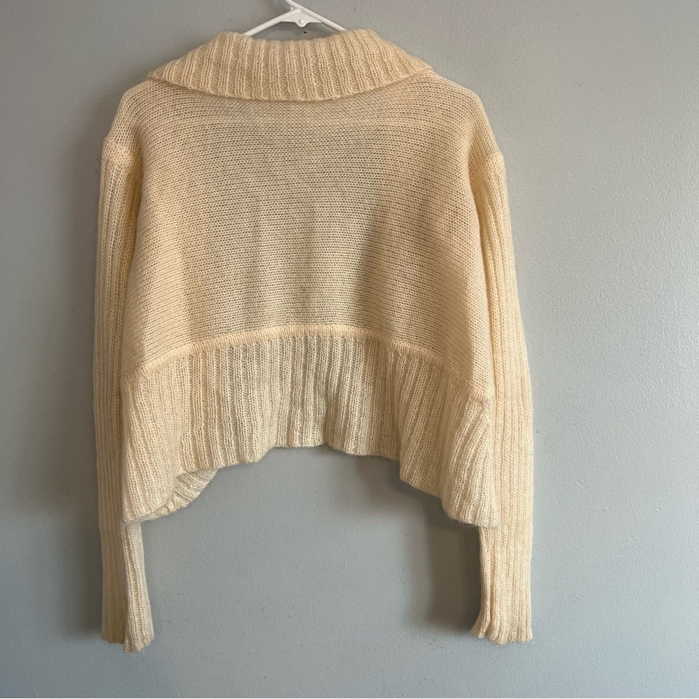 Free People Womens Mohair Blend Open Cardigan Cropped Cream Sz S Cottagecore - Picture 11 of 13